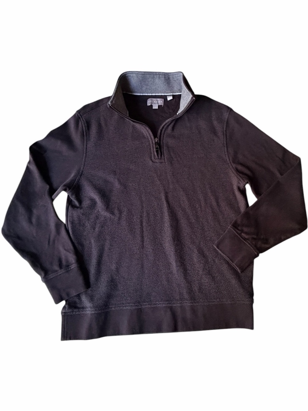 Ted Baker Black 1/4 Zip Mens Pullover, Medium